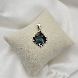 Sterling Silver 925 Lava Aurora Opal Gemstone Pendant